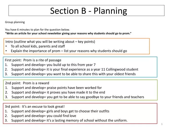 section b planning