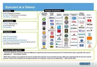 Syncsort at a Glance