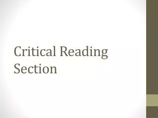 Critical Reading Section