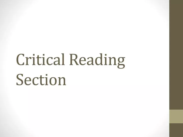 critical reading section