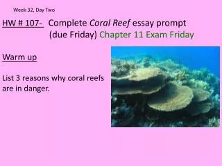 HW # 107- Complete Coral Reef essay prompt