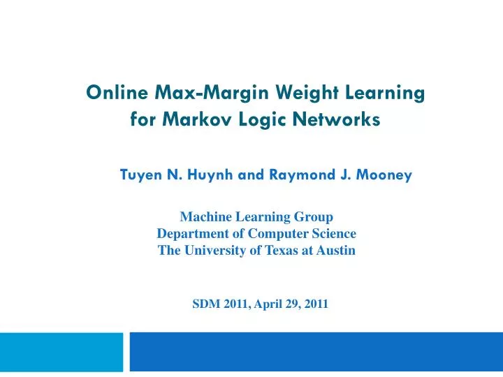 online max margin weight learning for markov logic networks