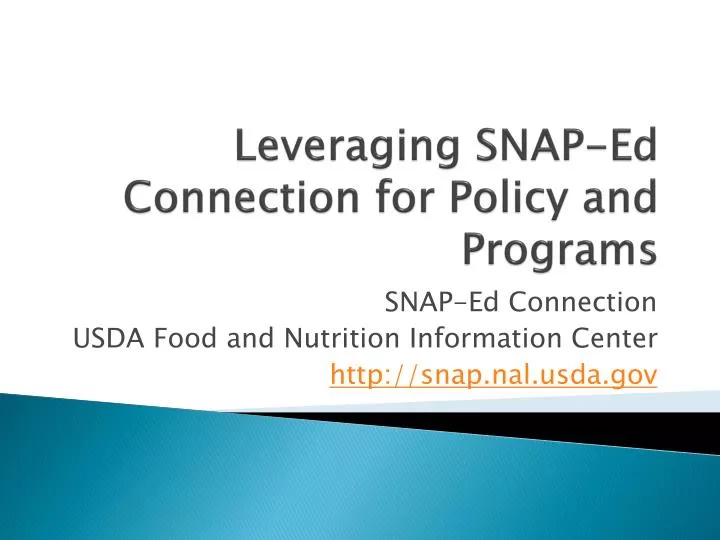 leveraging snap ed connection for policy and programs