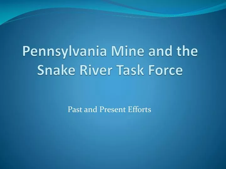 pennsylvania mine and the snake river task force