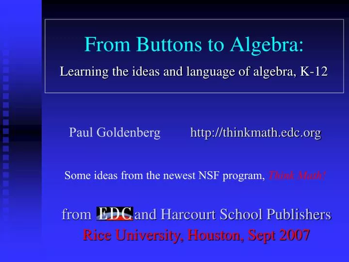 from buttons to algebra