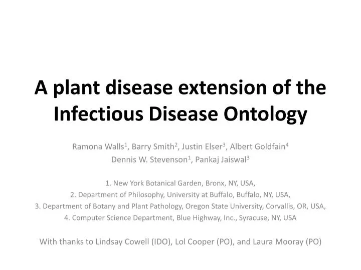 a plant disease extension of the infectious disease ontology