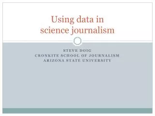 Using data in science journalism
