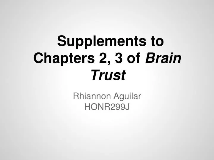 supplements to chapters 2 3 of brain trust