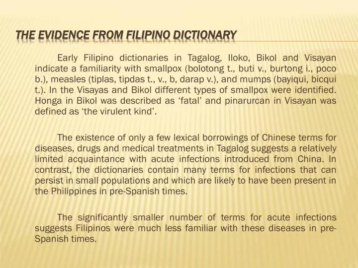 the evidence from filipino dictionary