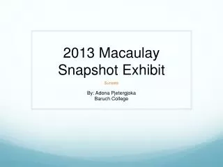 2013 Macaulay Snapshot Exhibit