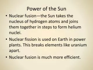 Power of the Sun