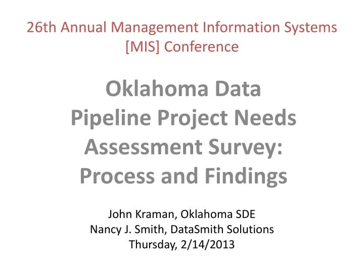 john kraman oklahoma sde nancy j smith datasmith solutions thursday 2 14 2013