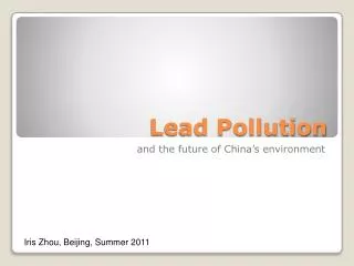 Lead Pollution