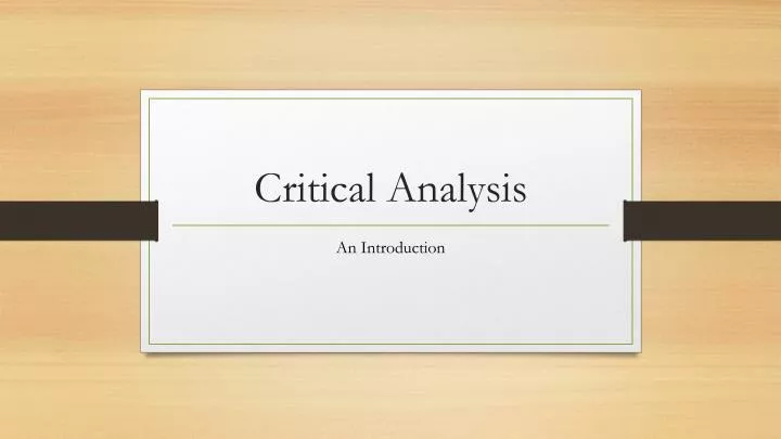 critical analysis