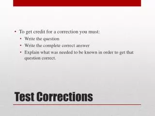 Test Corrections