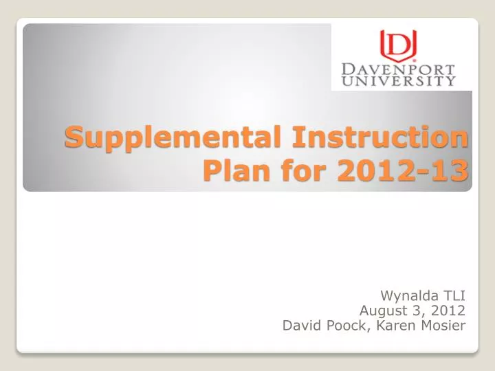supplemental instruction plan for 2012 13