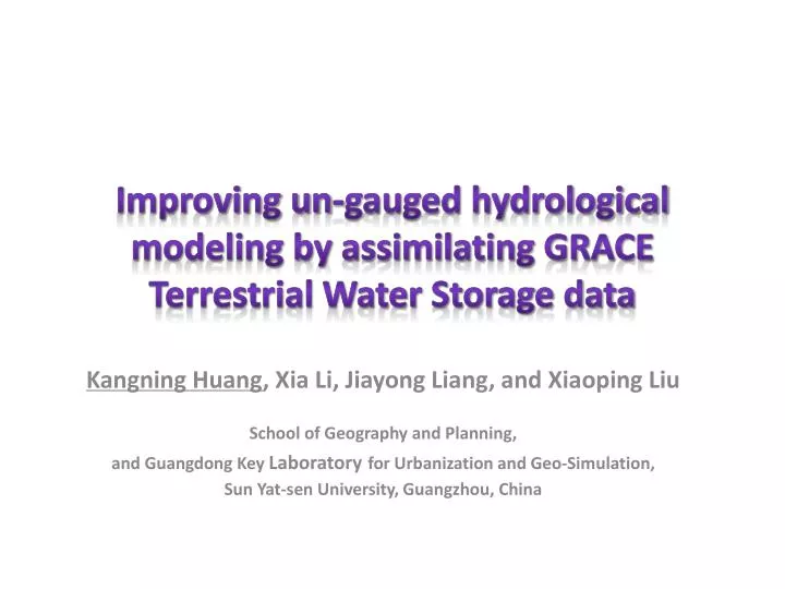 improving un gauged hydrological modeling by assimilating grace terrestrial water storage data