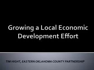 Growing a Local Economic Development Effort