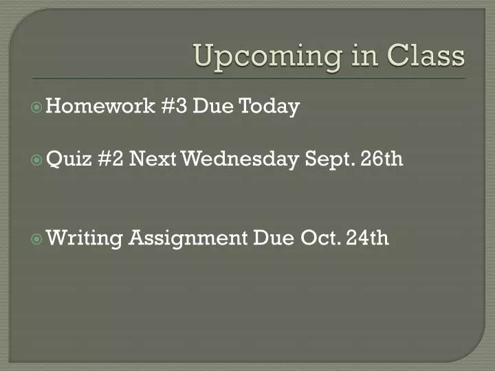 upcoming in class