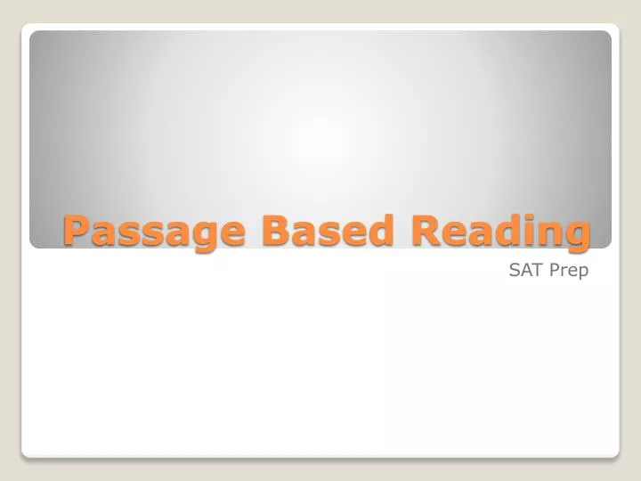 passage based reading