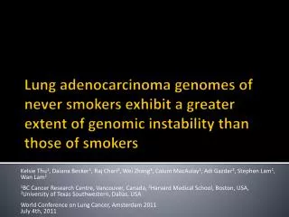 Lung Cancer in Never Smokers (NS)