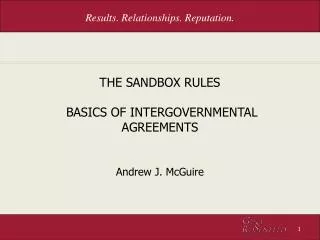 THE SANDBOX RULES BASICS OF INTERGOVERNMENTAL AGREEMENTS