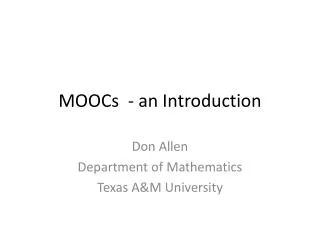 MOOCs - an Introduction