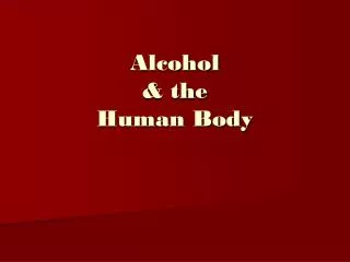 Alcohol &amp; the Human Body