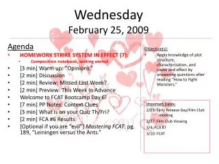 Wednesday February 25, 2009