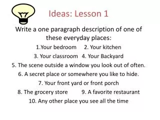 Ideas: Lesson 1