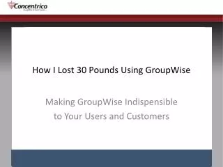 How I Lost 30 Pounds Using GroupWise