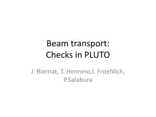 Beam transport: Checks in PLUTO