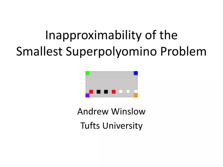 inapproximability of the smallest superpolyomino problem