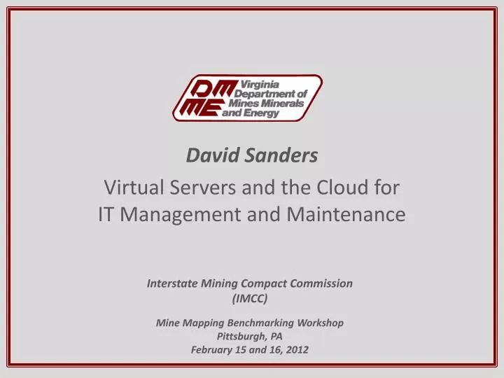 david sanders virtual servers and the cloud for it management and maintenance