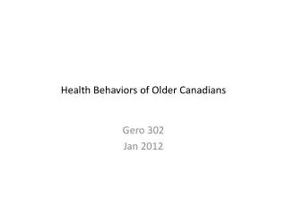 Health Behaviors of Older Canadians