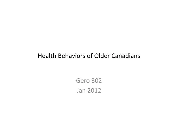 health behaviors of older canadians