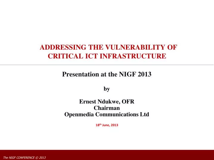 addressing the vulnerability of critical ict infrastructure