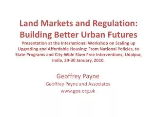 Geoffrey Payne Geoffrey Payne and Associates gpa.uk