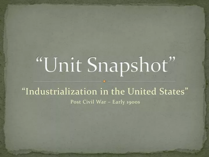 unit snapshot
