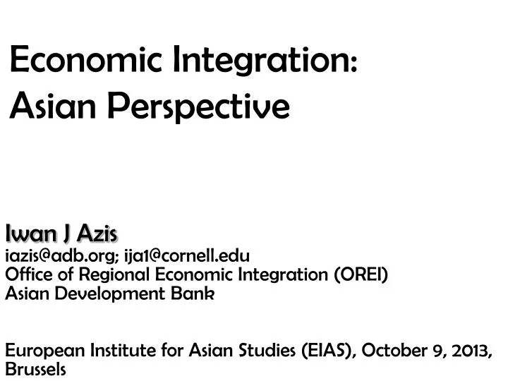 economic integration asian perspective