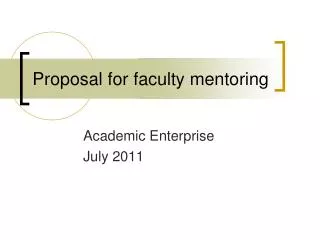 Proposal for faculty mentoring