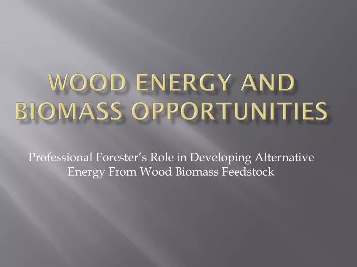 wood energy and biomass opportunities