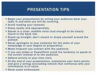 Presentation tips