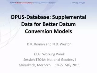 OPUS-Database: Supplemental Data for Better Datum Conversion Models