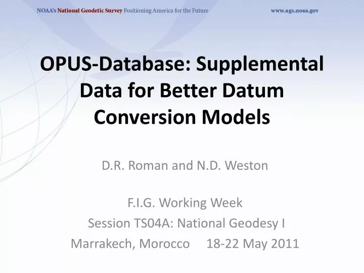 opus database supplemental data for better datum conversion models