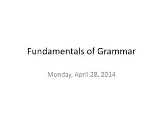 Fundamentals of Grammar