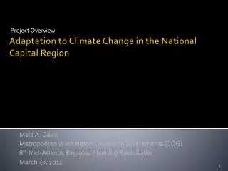 Adaptation to Climate Change in the National Capital Region