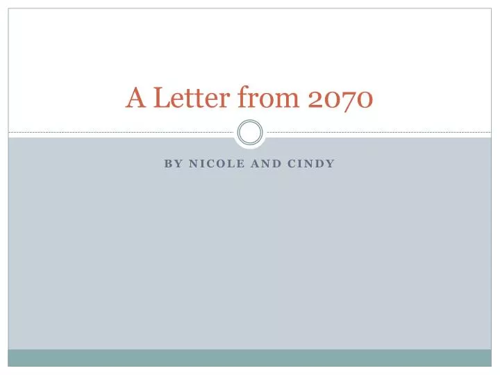 a letter from 2070