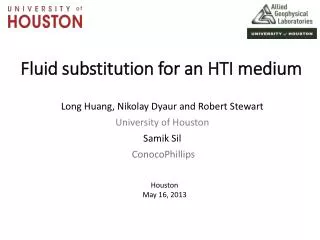 Fluid substitution for an HTI medium