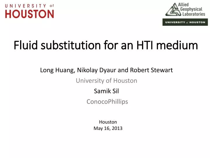 fluid substitution for an hti medium